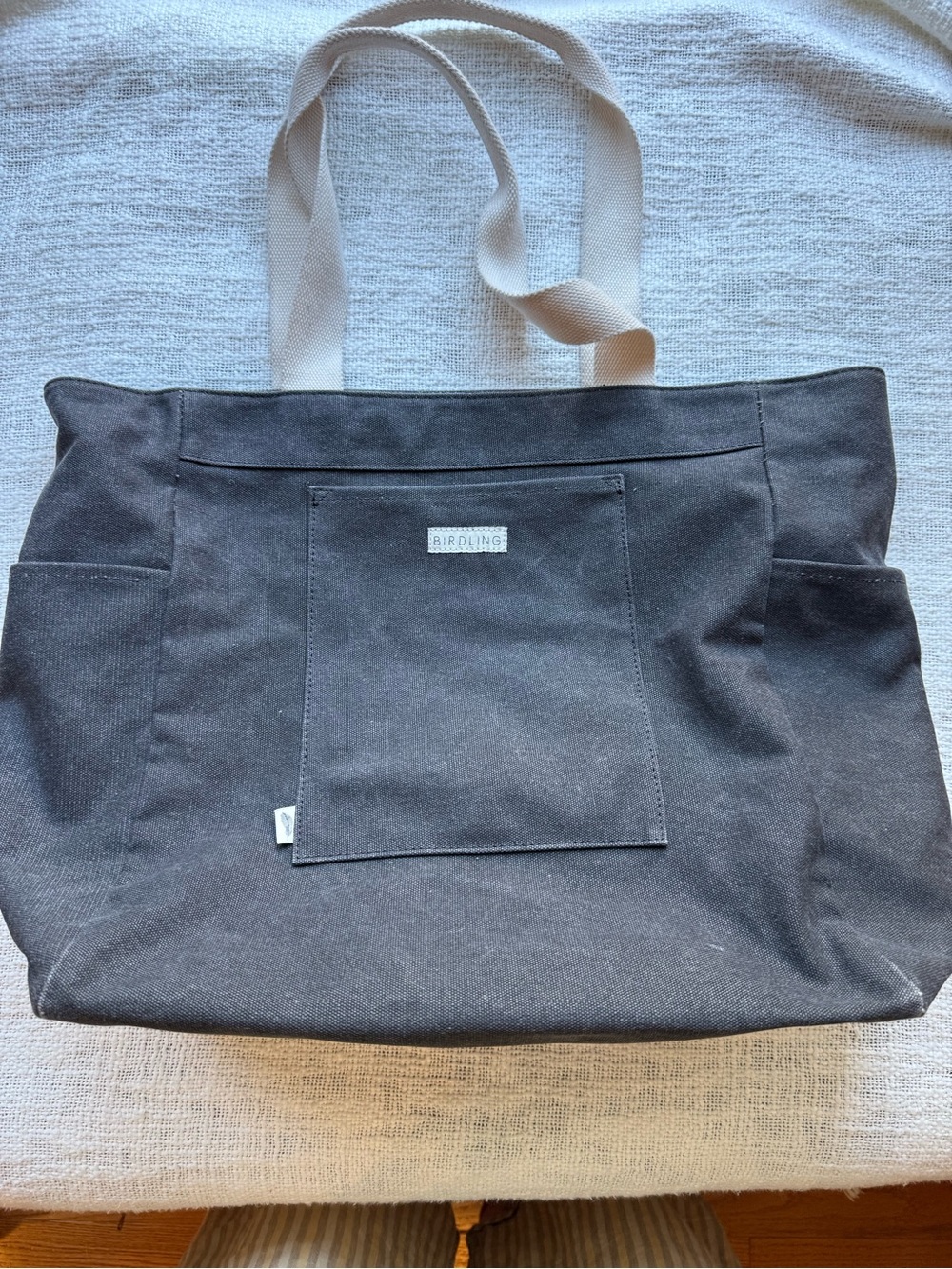 Birdling slate gray Canvas Tote Bag with Contrast Straps